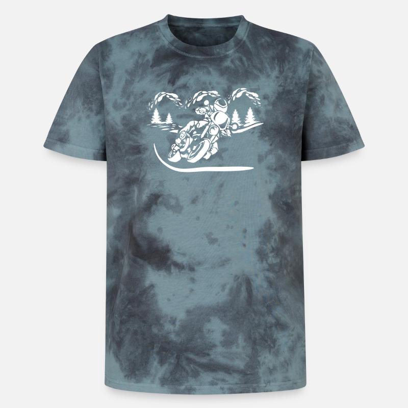 Motorrad Waldsilhouette - Unisex Premium Tie Dye T-Shirt - Schwarz/Blau