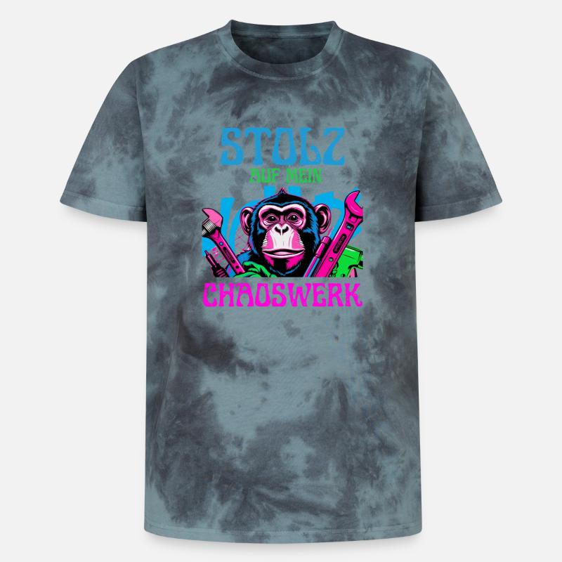 Fière de mon chaos – DIY Monkey - T-shirt tie-dye premium unisexe - noir/bleu