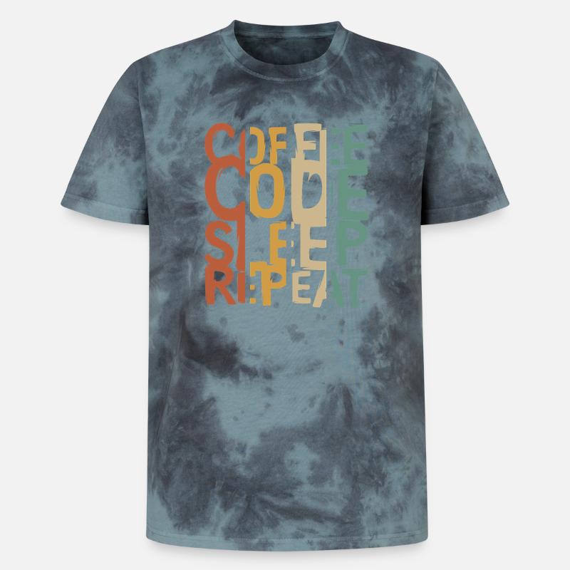 Coffee Code Sleep Repeat – Entwickler Design - Unisex Premium Tie Dye T-Shirt - Schwarz/Blau