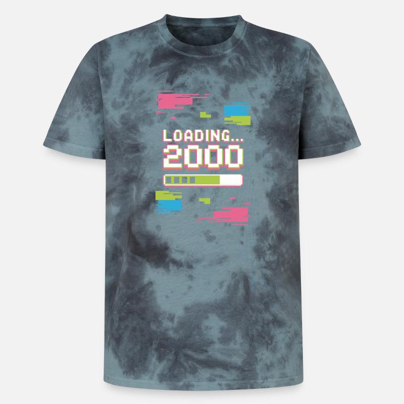 Retro Loading 2000 Pixel - Unisex Premium Tie Dye T-Shirt - Schwarz/Blau