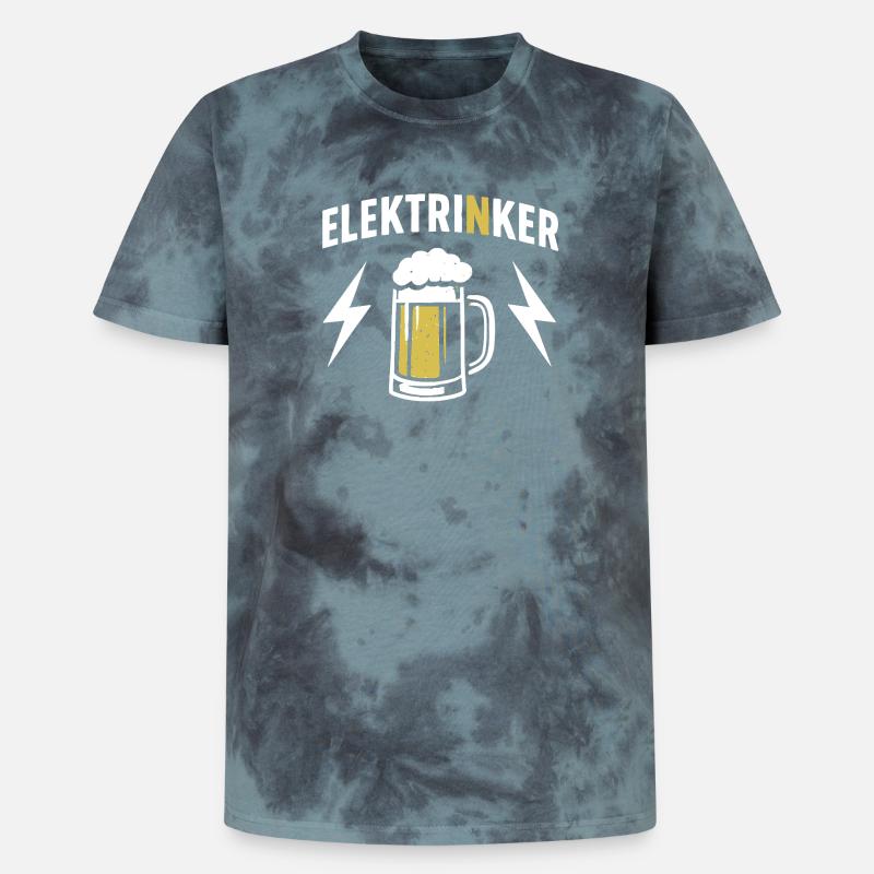 Elektrinker Bier & Blitz Geschenk Elektriker - Unisex Premium Tie Dye T-Shirt - Schwarz/Blau