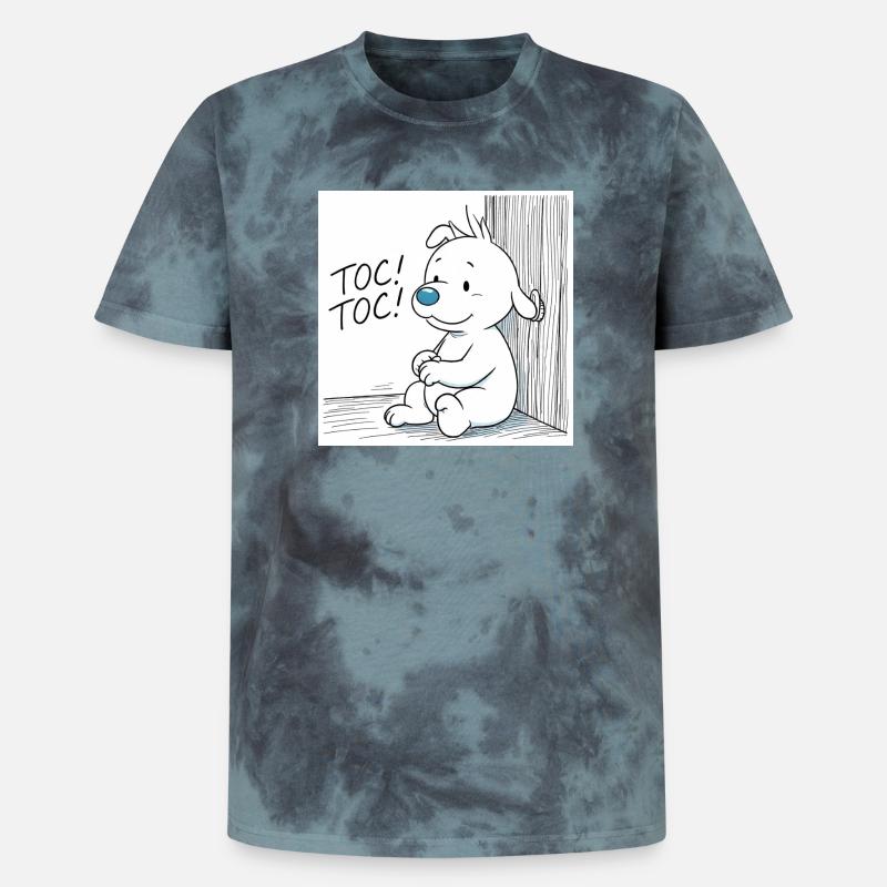 Idéfix Frappe Toc Toc Toc - Unisex Premium Tie Dye T-Shirt - Schwarz/Blau