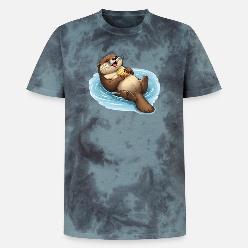 Castor décontracté avec coquille - T-shirt tie-dye premium unisexe - noir/bleu