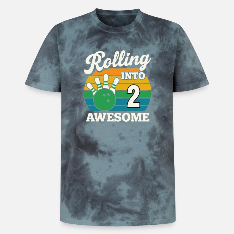 Rolling Into 2 mit Bowlingkugel - Unisex Premium Tie Dye T-Shirt - Schwarz/Blau