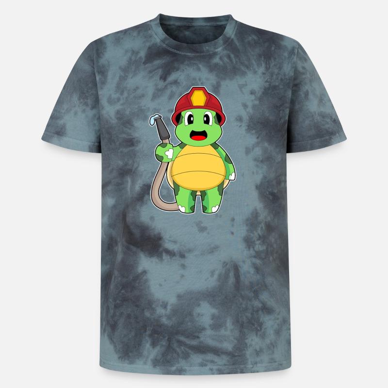 turtle fireman fire hose - Unisex Premium Tie-Dye T-Shirt - Black/Blue