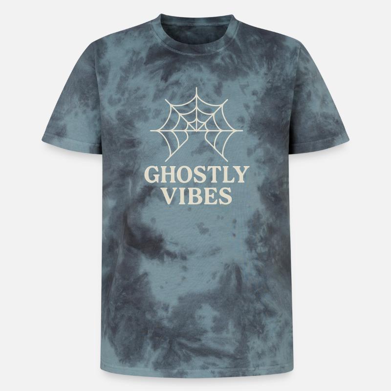 Spider web design with ghostly vibes - Unisex Premium Tie-Dye T-Shirt - Black/Blue