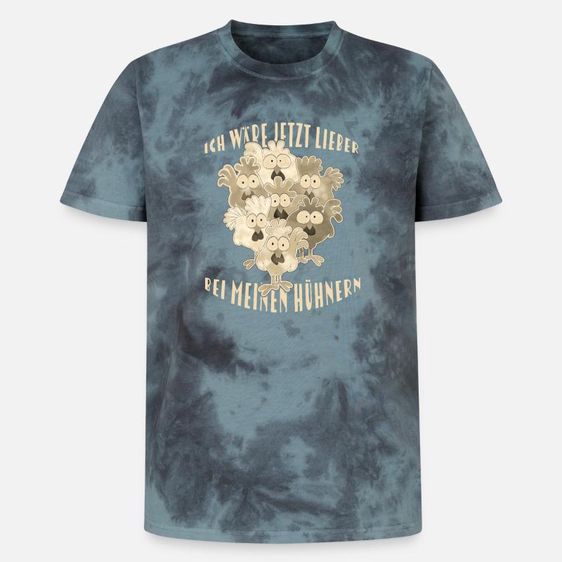 Dicton de poulets - T-shirt tie-dye premium unisexe - noir/bleu