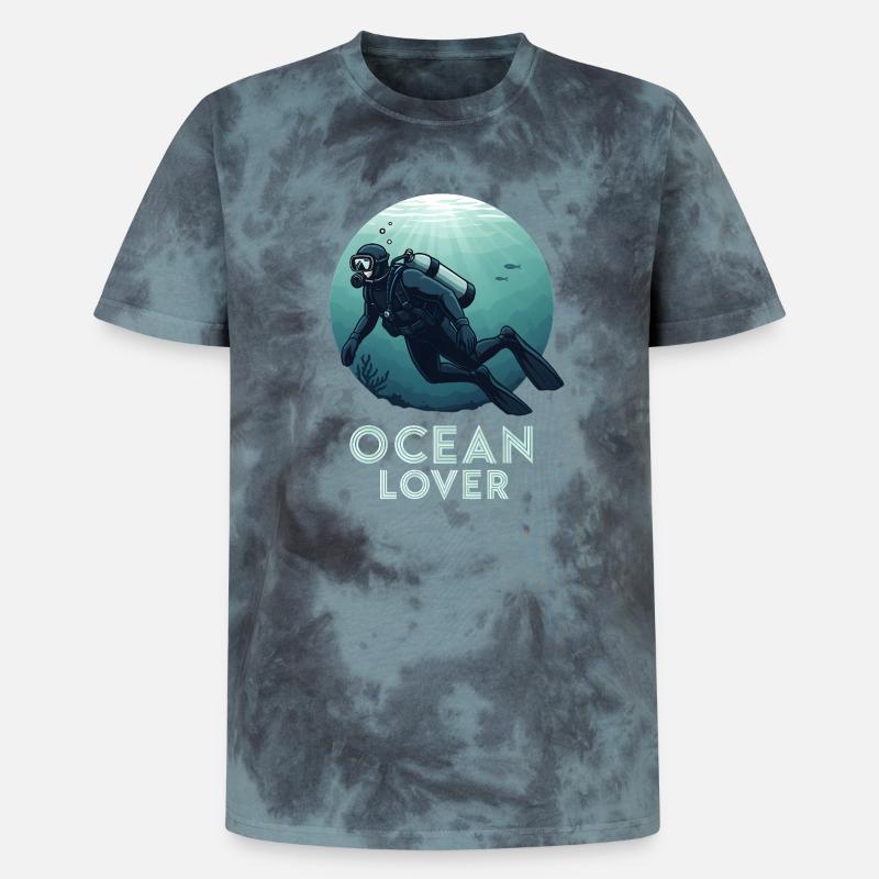 Ocean Lover Diver - Unisex Premium Tie-Dye T-Shirt - Black/Blue
