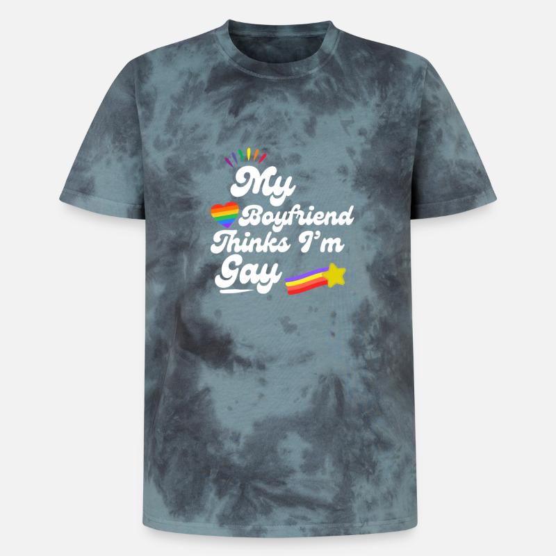Rainbow Love Pride Statement - Unisex Premium Tie-Dye T-Shirt - Black/Blue