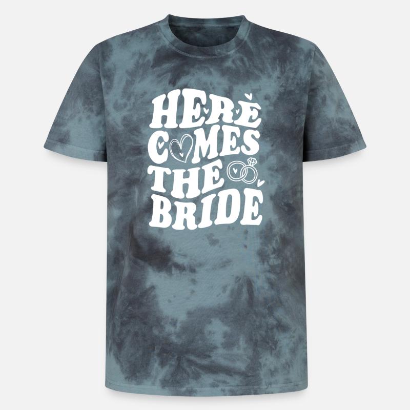 Here Comes the Bride – Hochzeit Statement - Unisex Premium Tie Dye T-Shirt - Schwarz/Blau
