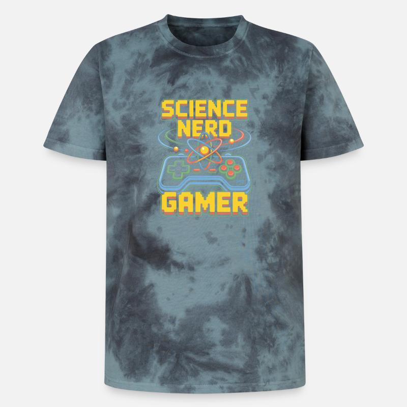 Science Nerd Gamer Atom Controller Wissenschaft - T-shirt tie-dye premium unisexe - noir/bleu