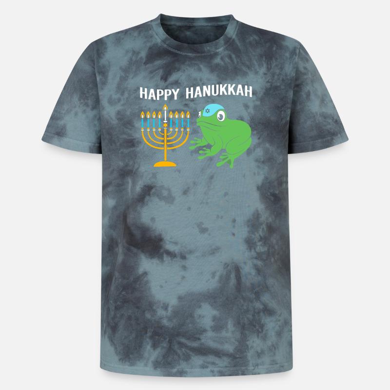 Hanoukka Hanoukka Hanoukka Grenouille - T-shirt tie-dye premium unisexe - noir/bleu