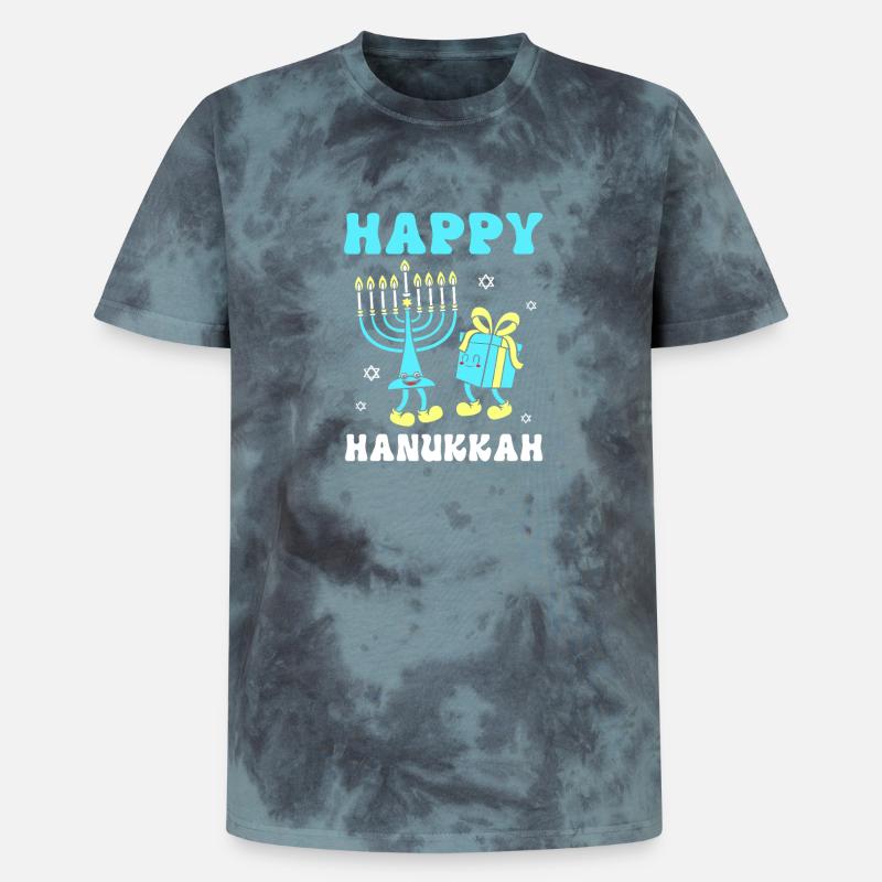 Hanoukka Hanoukka Hanoukka - T-shirt tie-dye premium unisexe - noir/bleu