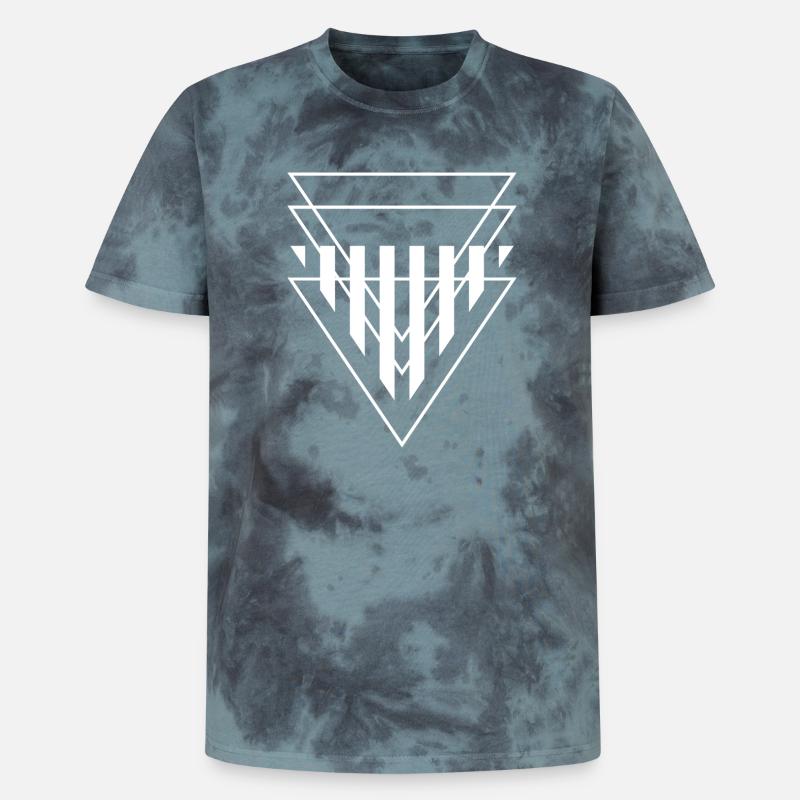 Triangular Crest Geometric Print - Unisex Premium Tie-Dye T-Shirt - Black/Blue