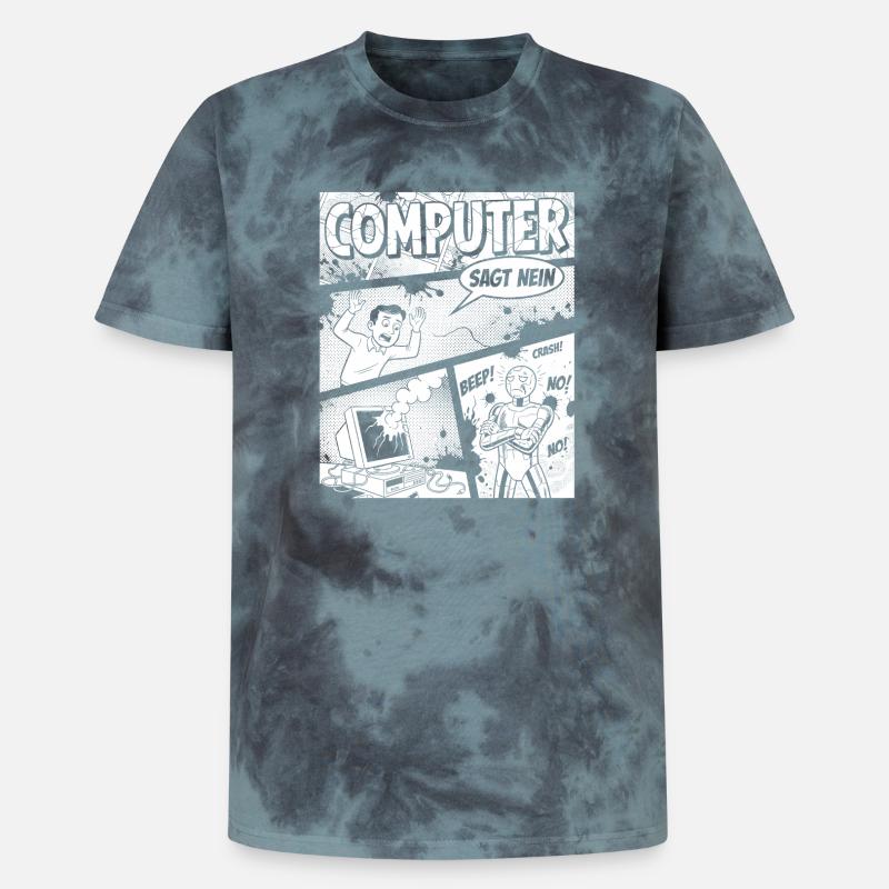 Retro Computer Comic Says No - Unisex Premium Tie-Dye T-Shirt - Black/Blue