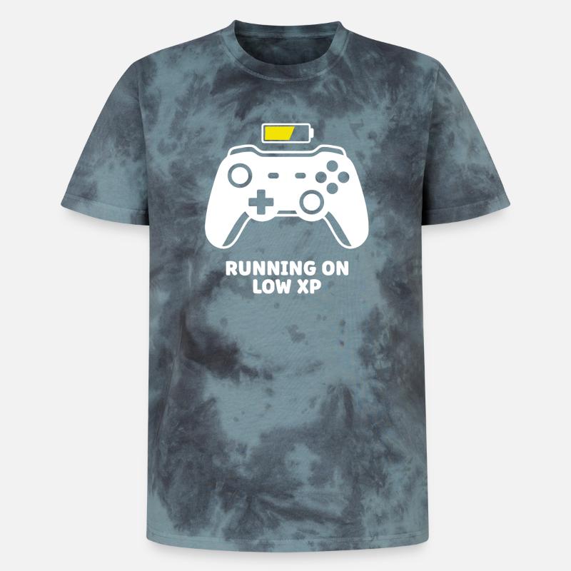 Running on Low XP Controller - Unisex Premium Tie-Dye T-Shirt - Black/Blue