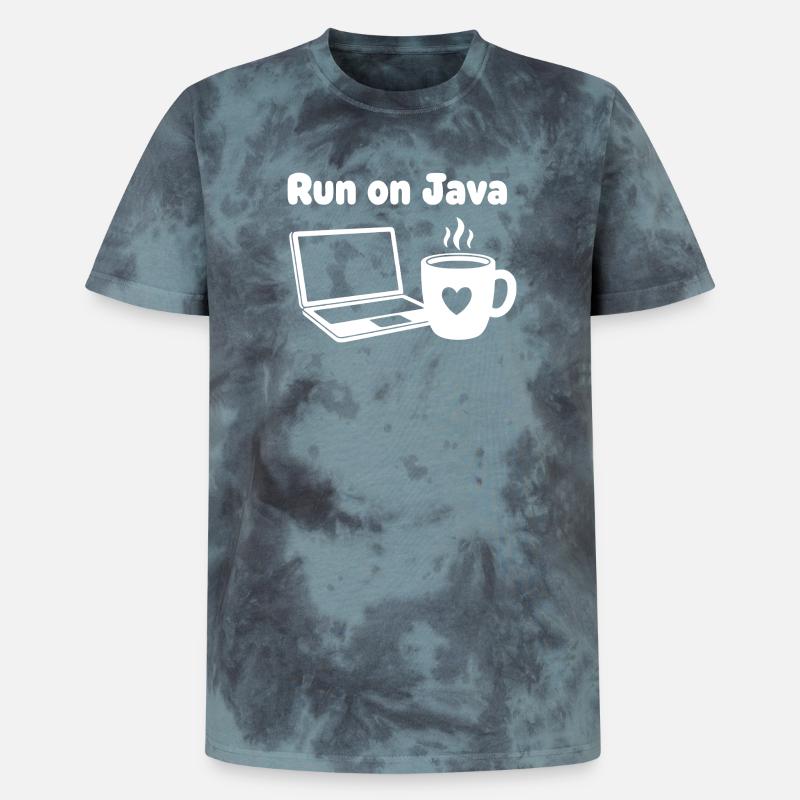 Java Lauf Café Laptop Herz - Unisex Premium Tie Dye T-Shirt - Schwarz/Blau