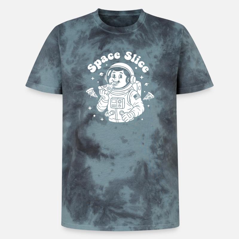 Pizza astronaute en tranches de l’espace - T-shirt tie-dye premium unisexe - noir/bleu