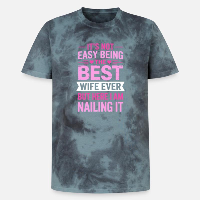 Ehefrau Spruch Ehefrauen Lustiges Ehefrau Geschenk - Unisex Premium Tie Dye T-Shirt - Schwarz/Blau