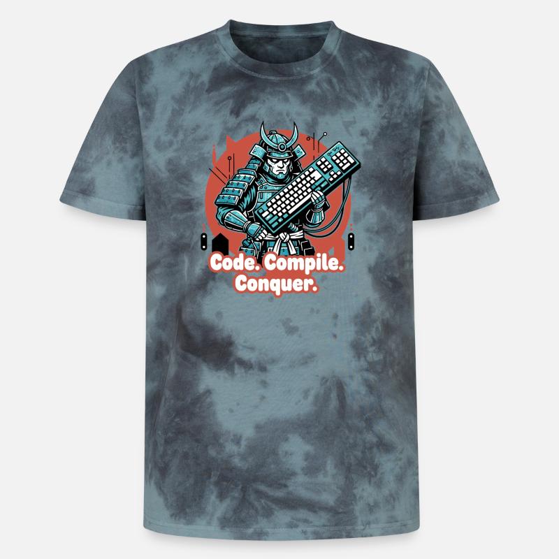 Code Battle Samurai avec clavier - T-shirt tie-dye premium unisexe - noir/bleu