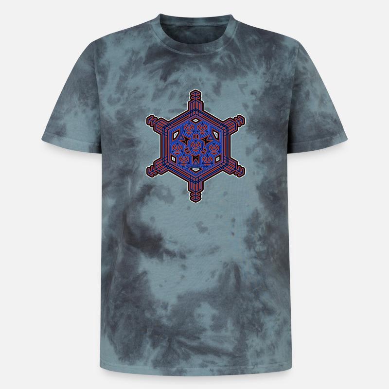 Expérience d’évolution fractale Motif hexagone étoile - T-shirt tie-dye premium unisexe - noir/bleu
