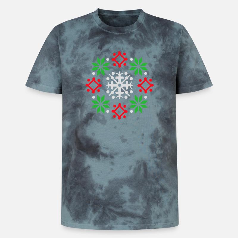 Schneeflocken Muster Weihnachtspullover Schnee - Unisex Premium Tie Dye T-Shirt - Schwarz/Blau
