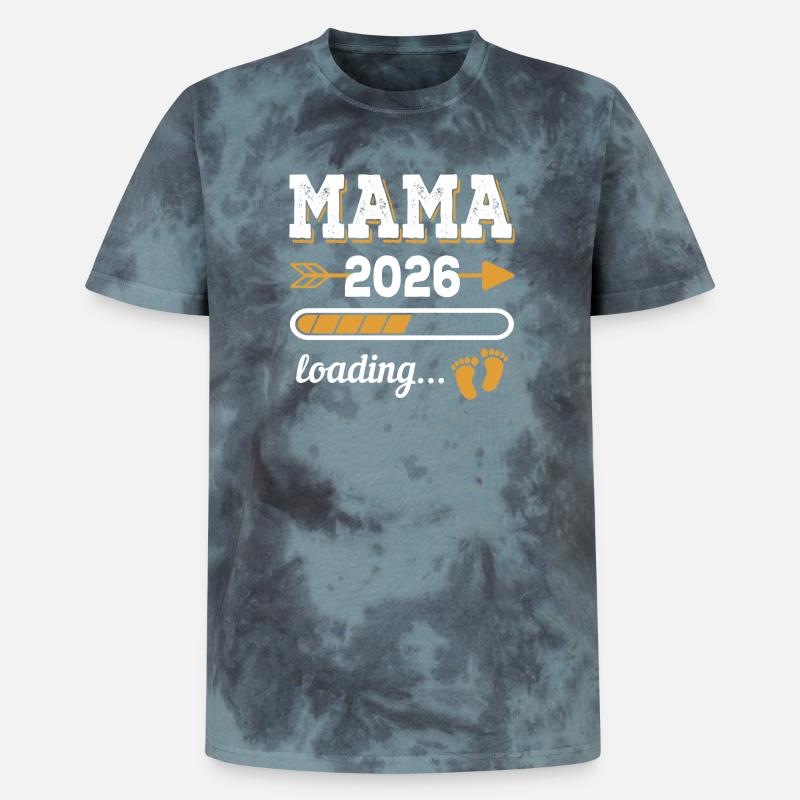 Mama 2026 Loading Zukünftige Mutter Geschenk - Unisex Premium Tie Dye T-Shirt - Schwarz/Blau