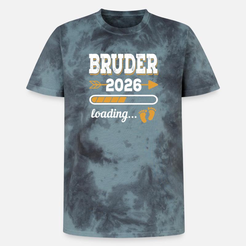 Bruder 2026 Loading werdende Geschwister Geschenk - Unisex Premium Tie Dye T-Shirt - Schwarz/Blau