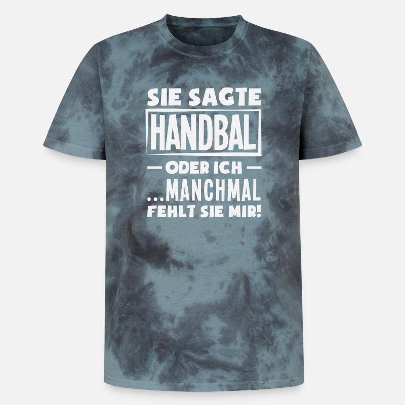 Handball oder ich – manchmal fehlt sie - Unisex Premium Tie Dye T-Shirt - Schwarz/Blau