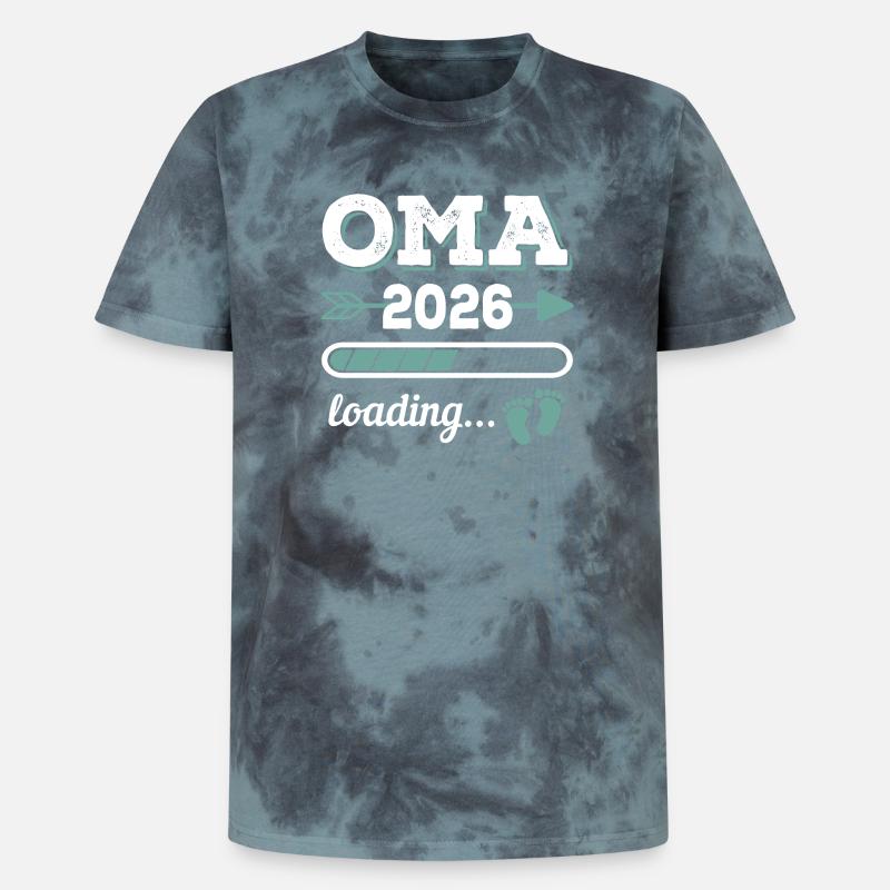Oma 2026 Loading Werdende Großmutter Geschenkidee - Unisex Premium Tie Dye T-Shirt - Schwarz/Blau