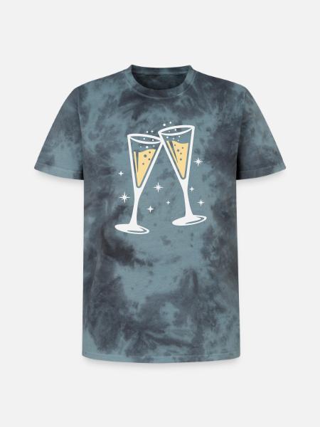 Sektglas Prosecco Sekt Alkohol Prost - Unisex Premium Tie-Dye T-Shirt - Black/Blue