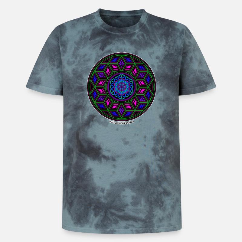 Fractal Evolution Experience Kaleidoscope Mandala - Unisex Premium Tie-Dye T-Shirt - Black/Blue