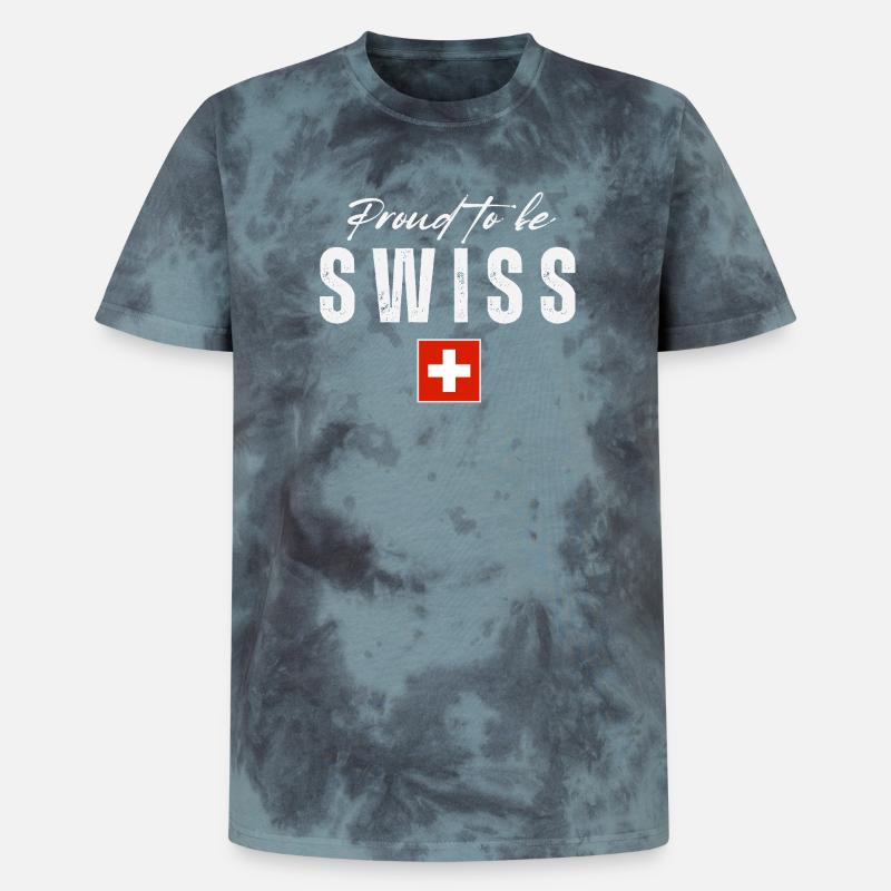 Schweizer Pride, Schweizer Flagge - Unisex Premium Tie Dye T-Shirt - Schwarz/Blau