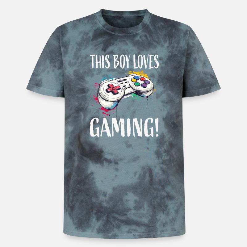 Dieser Junge liebt Gaming Controller - Unisex Premium Tie Dye T-Shirt - Schwarz/Blau