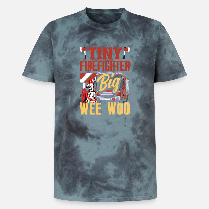 Wee Woo Squad Fire Tiny Firefighter - Unisex Premium Tie-Dye T-Shirt - Black/Blue