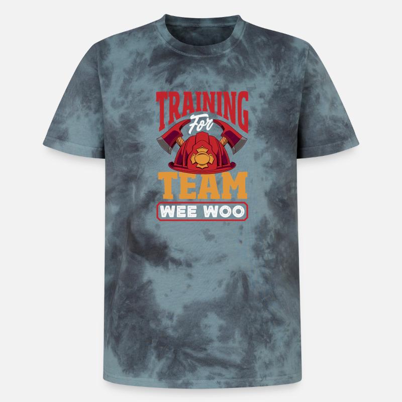 Wee Woo Squad Fire Tiny Feuerwehrmann - Unisex Premium Tie Dye T-Shirt - Schwarz/Blau
