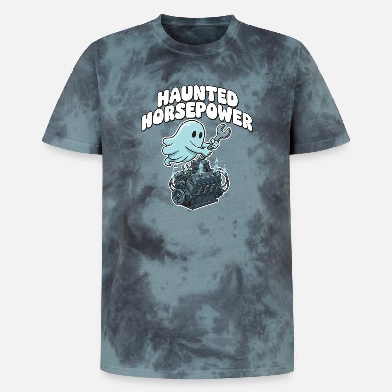 Ghost Engine Haunting Engine Cartoon - Unisex Premium Tie-Dye T-Shirt - Black/Blue
