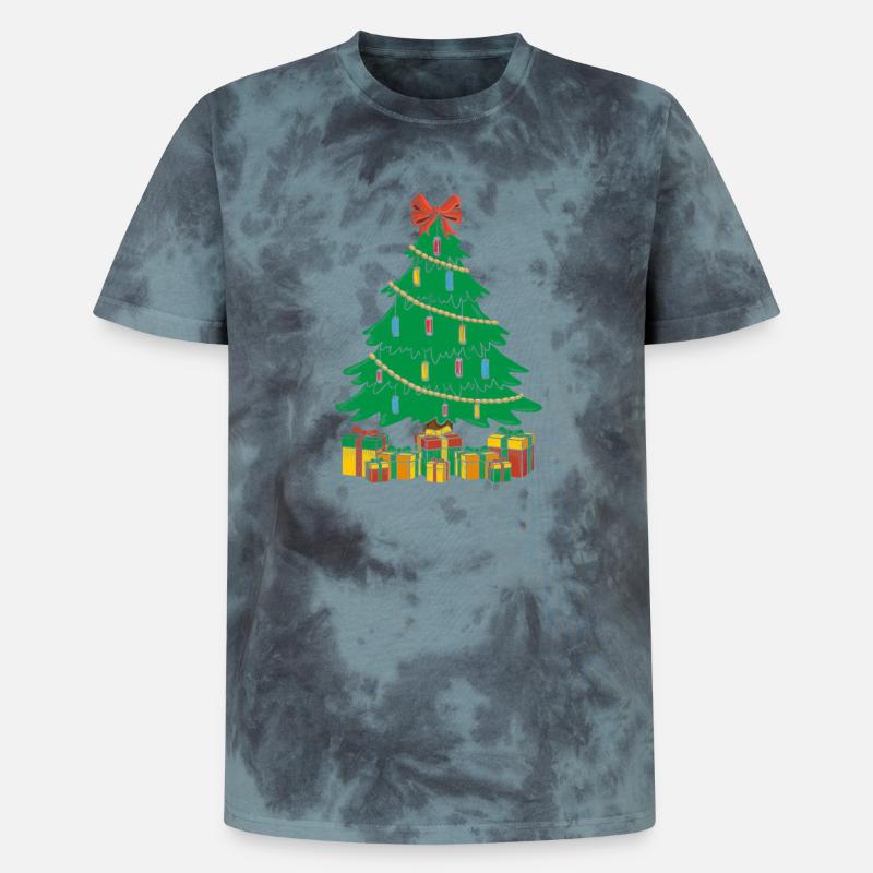 Funny Harmonica Player Christmas Tree Harmonica - Unisex Premium Tie Dye T-Shirt - Schwarz/Blau
