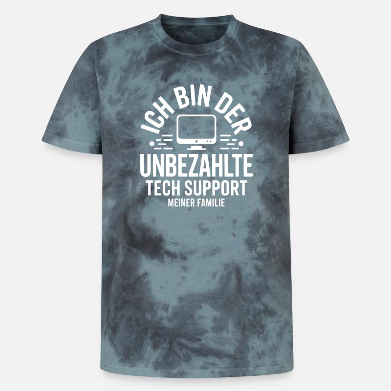 Ich bin der unbezahlte Tech-Support - Unisex Premium Tie Dye T-Shirt - Schwarz/Blau