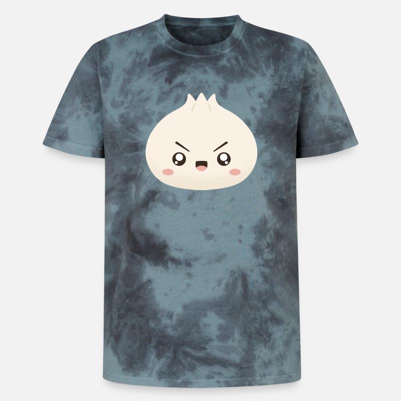 Grumpy Dumpling – süßes Maskottchen - Unisex Premium Tie Dye T-Shirt - Schwarz/Blau