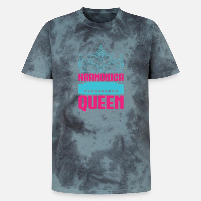 Funny Harmonica Player Queen Harmonica - Unisex Premium Tie Dye T-Shirt - Schwarz/Blau