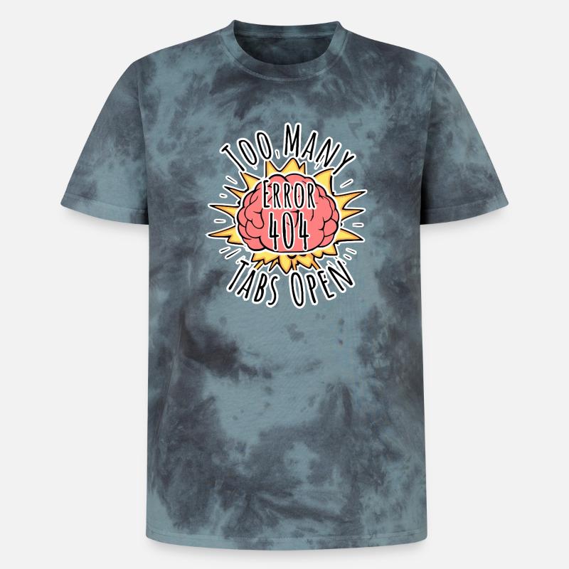 Brain Error 404 - Too many tabs open! Boom! - Unisex Premium Tie-Dye T-Shirt - Black/Blue