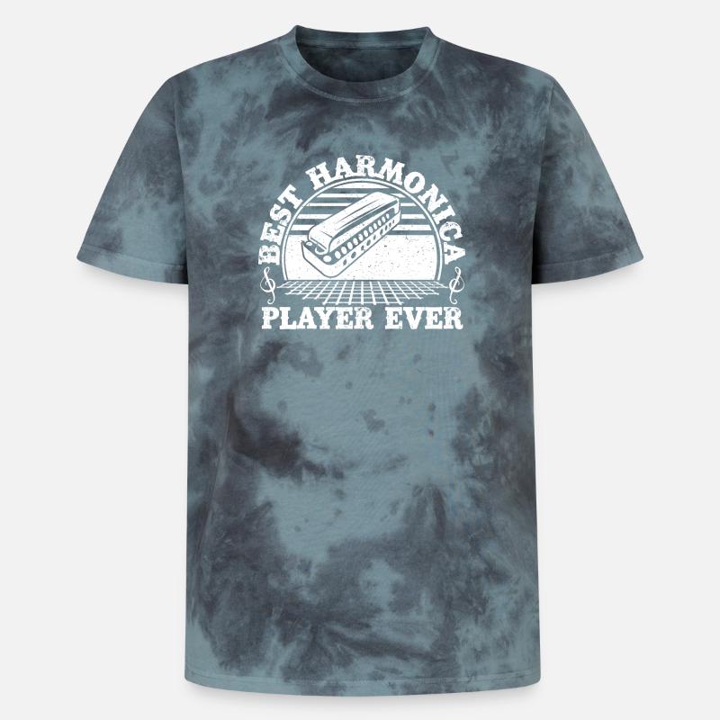 Harmonica Musican Best Player Ever Harmonica - Unisex Premium Tie Dye T-Shirt - Schwarz/Blau