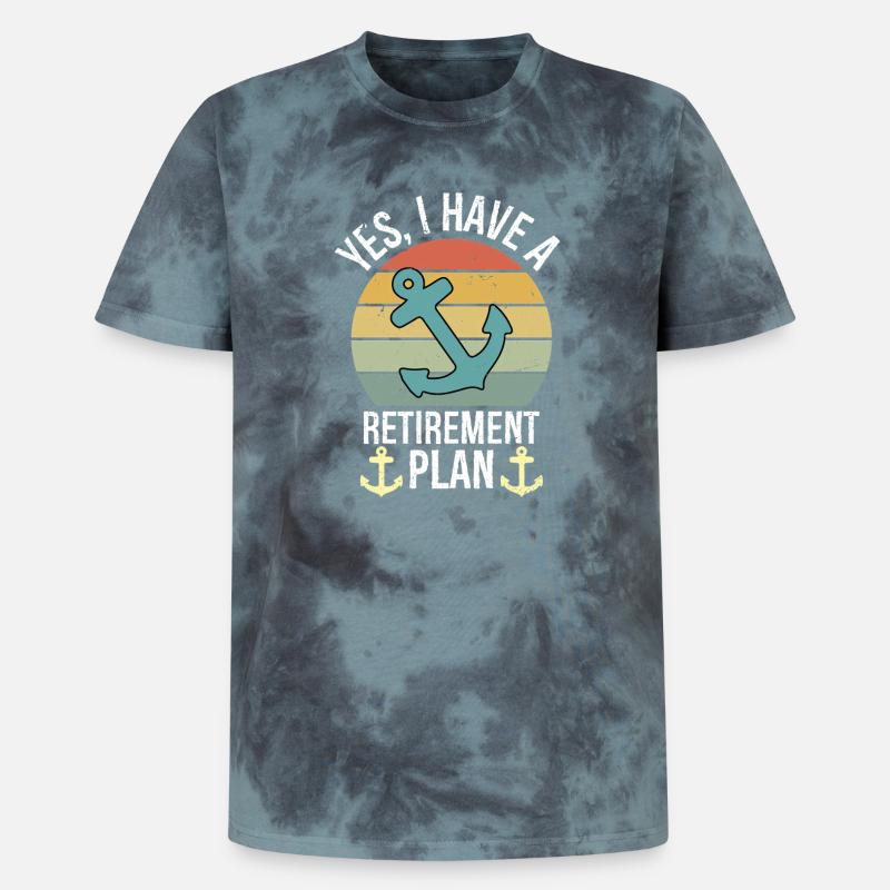 Plain Sailing Boat Retirement Plan Gift - Unisex Premium Tie Dye T-Shirt - Schwarz/Blau