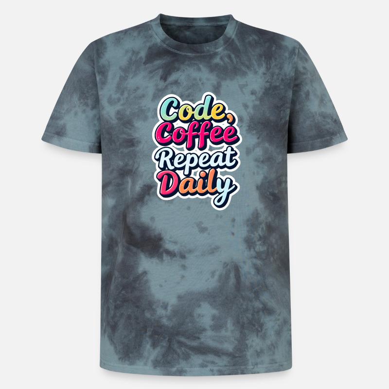 Code Schlaf Debug Wiederholungsprogramm Shirt - Unisex Premium Tie Dye T-Shirt - Schwarz/Blau