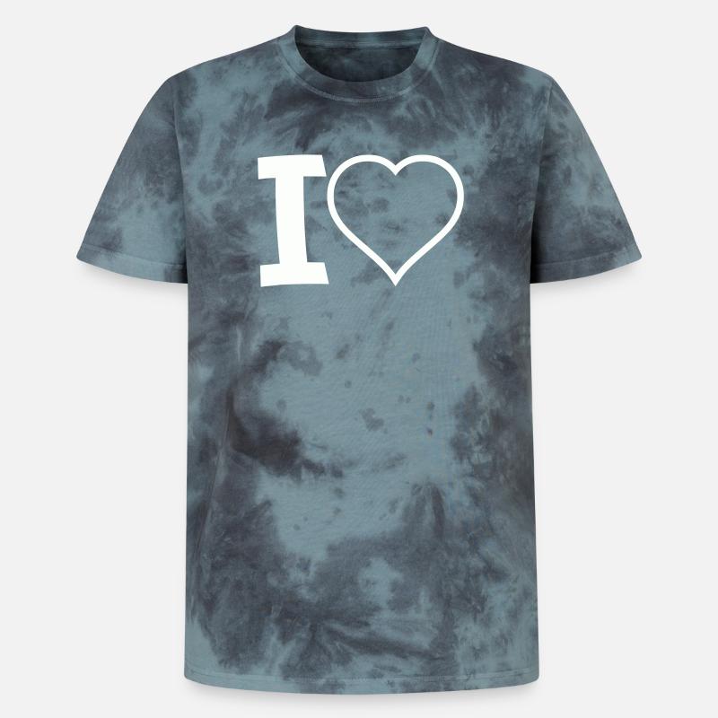 I Herz  - Unisex Premium Tie Dye T-Shirt - Schwarz/Blau