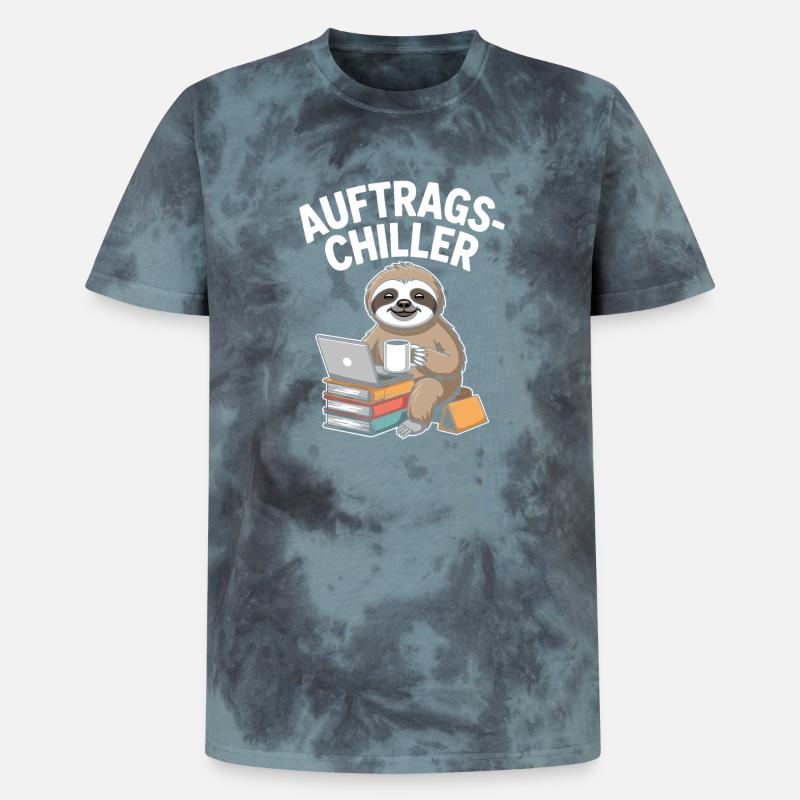 Commander Chiller Commander Chiller Bureau Sloth - T-shirt tie-dye premium unisexe - noir/bleu