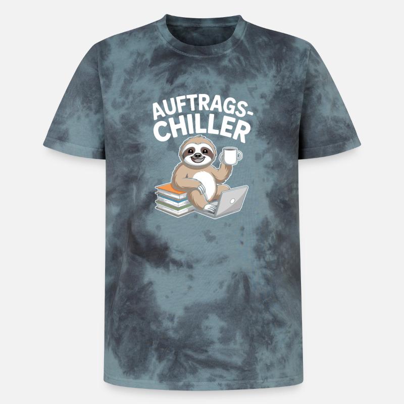 Commander Chiller Commander Chiller Bureau Sloth - T-shirt tie-dye premium unisexe - noir/bleu