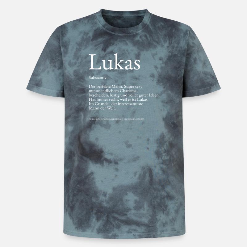 Lukas Dictionary Explanation First Name Lukas - Unisex Premium Tie-Dye T-Shirt - Black/Blue
