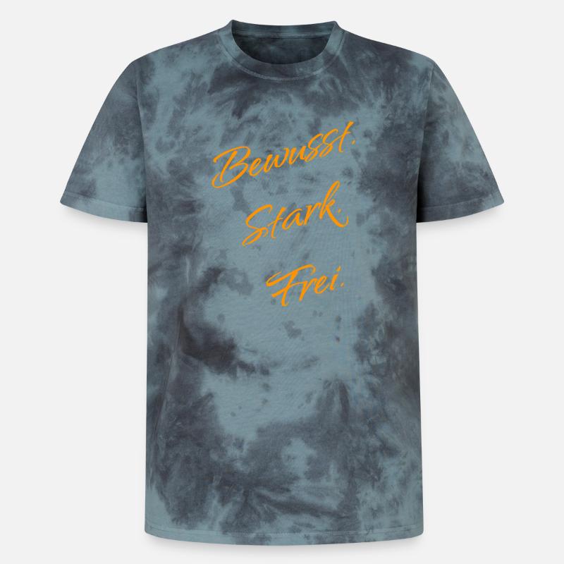 Bewusst. Stark. Frei. – Mindset Statement - Unisex Premium Tie Dye T-Shirt - Schwarz/Blau